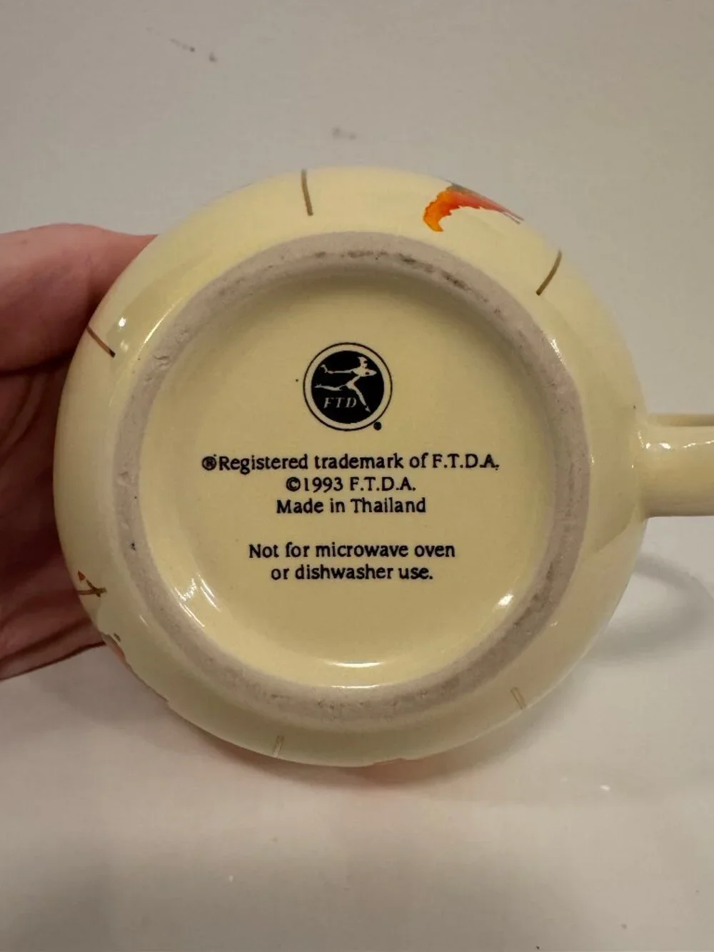 Vintage 1993 FTD World Map Globe Round Ceramic Coffee Mug Gold Trim